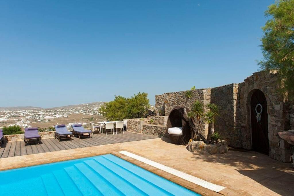 Dreamy Boho 5Bed Villa With Pool And Ocean View Mykonos Town 外观 照片